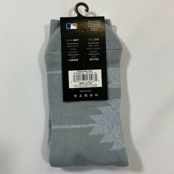 San Diego Padres PWKY Athletic Fit Socks Boy's Size M Geo Grey Tatis Machado - Picture 2 of 3